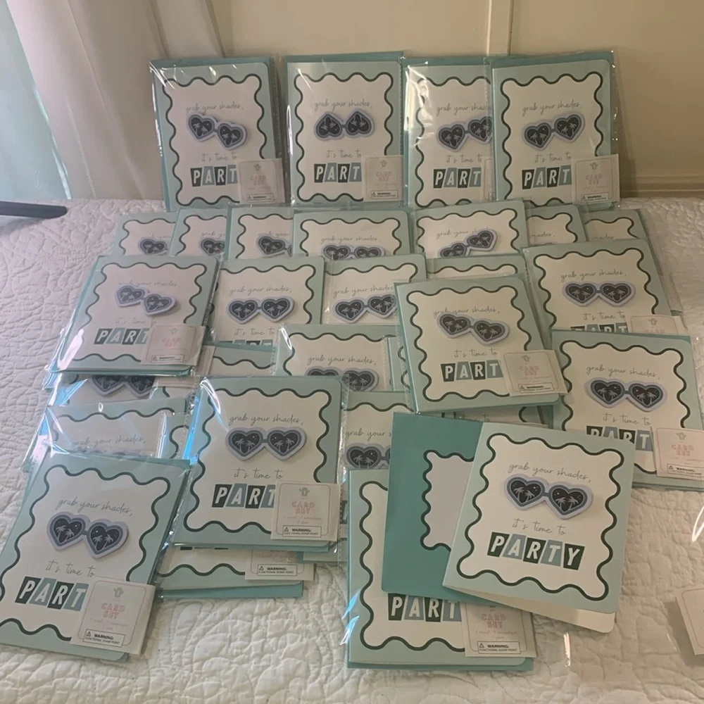 Party Note Cards 30 PK Grab your Shades it’s time to party W/Sunglasses pin NEW